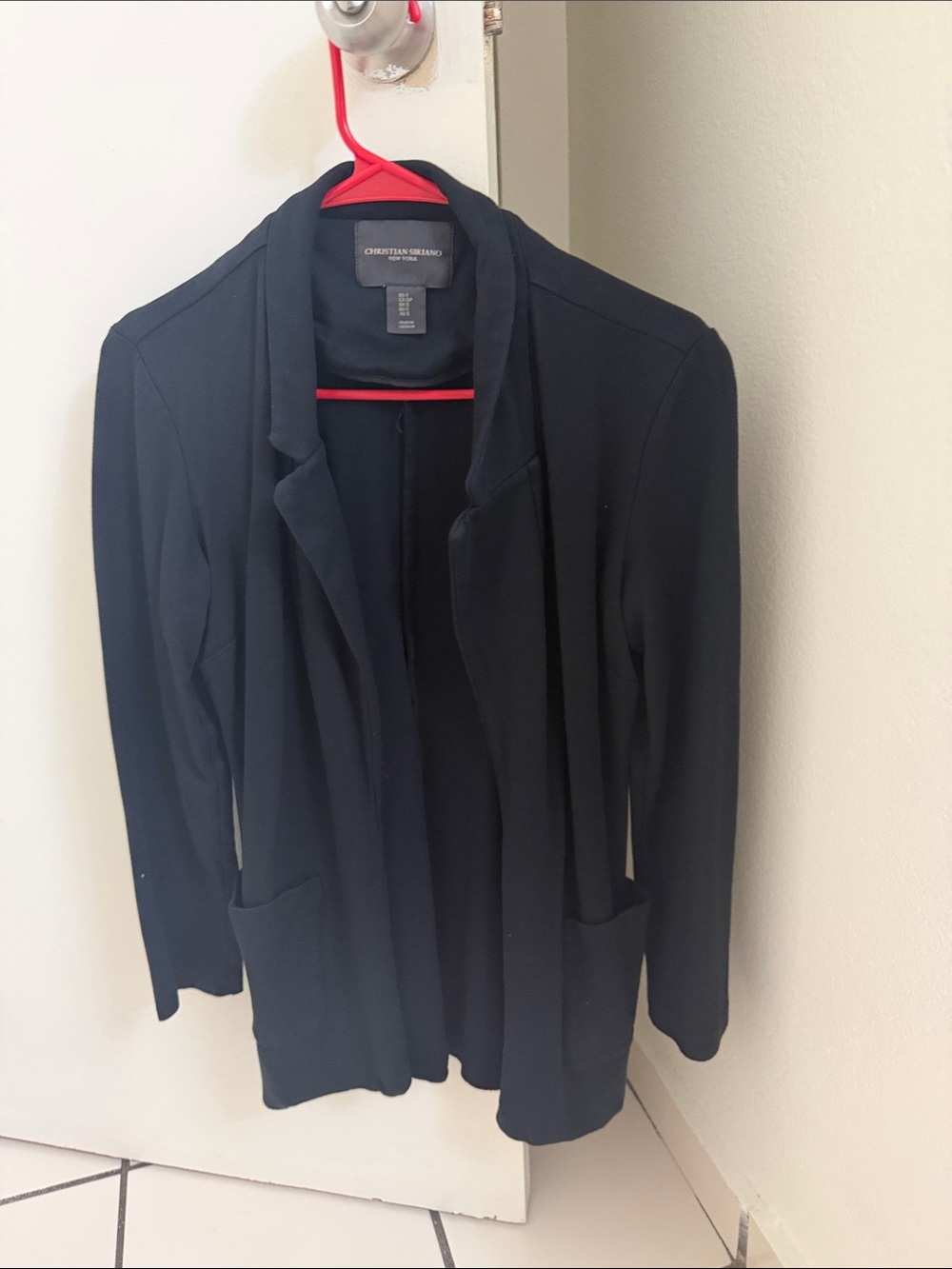 Christian Siriano Black Open-Front Draped Blazer
